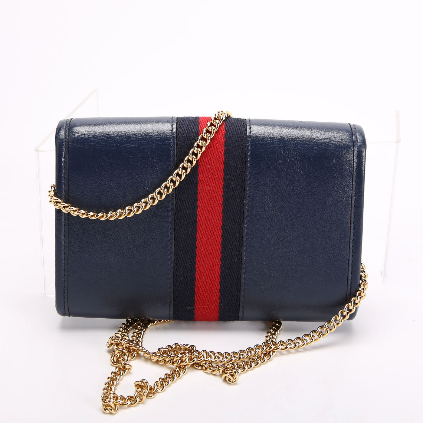 573797 Rajah Web Mini Bag Leather Navy