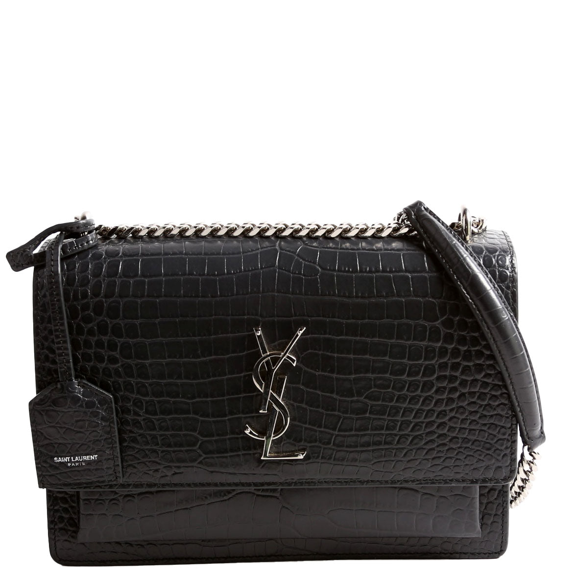 Sunset Medium Crocodile Embossed 442906 Gray/Silver
