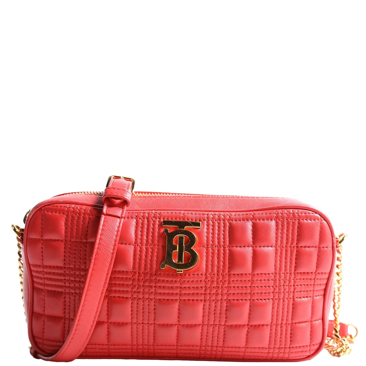 Lola Small Camera Bag Quilted Leather Red