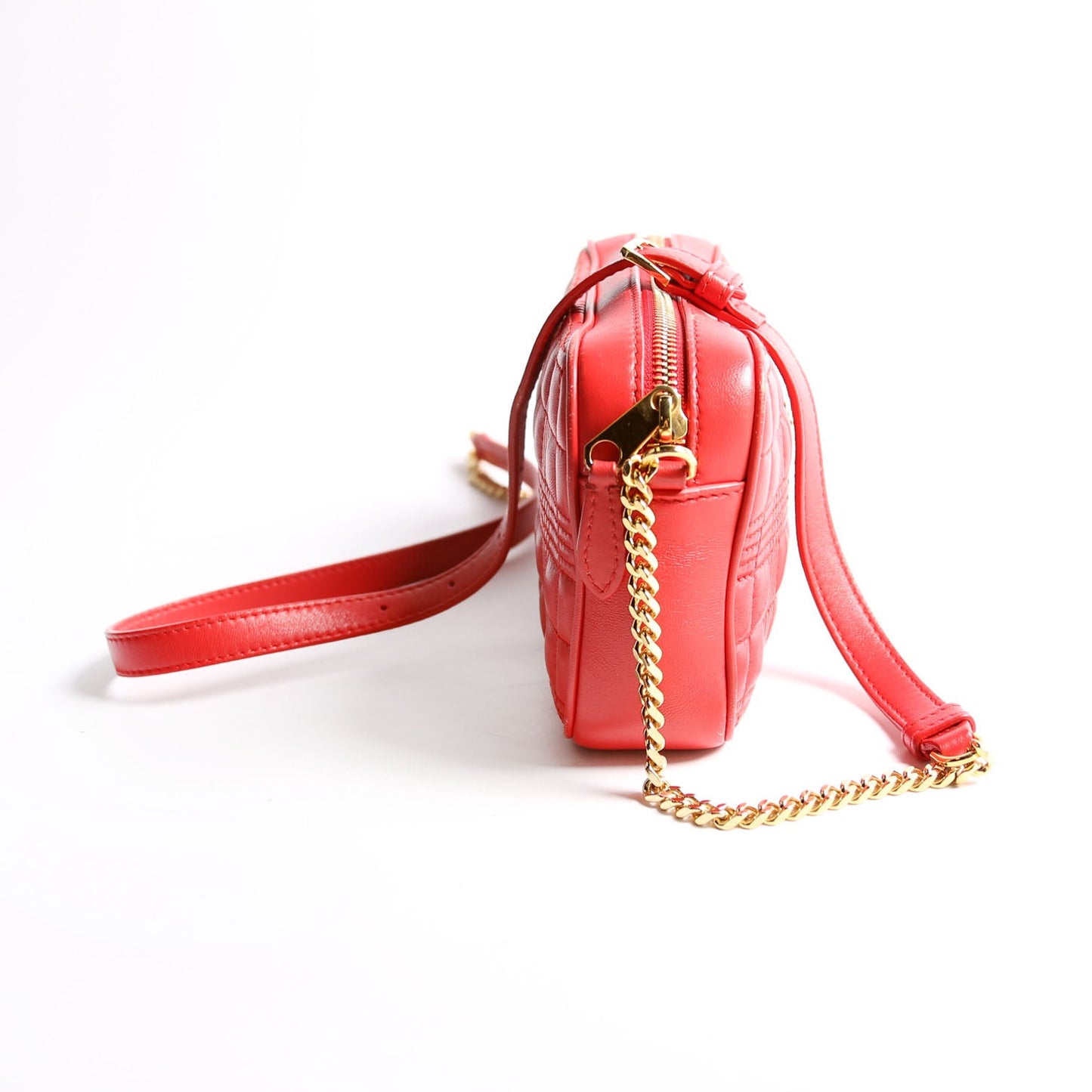 Lola Small Camera Bag Quilted Leather Red