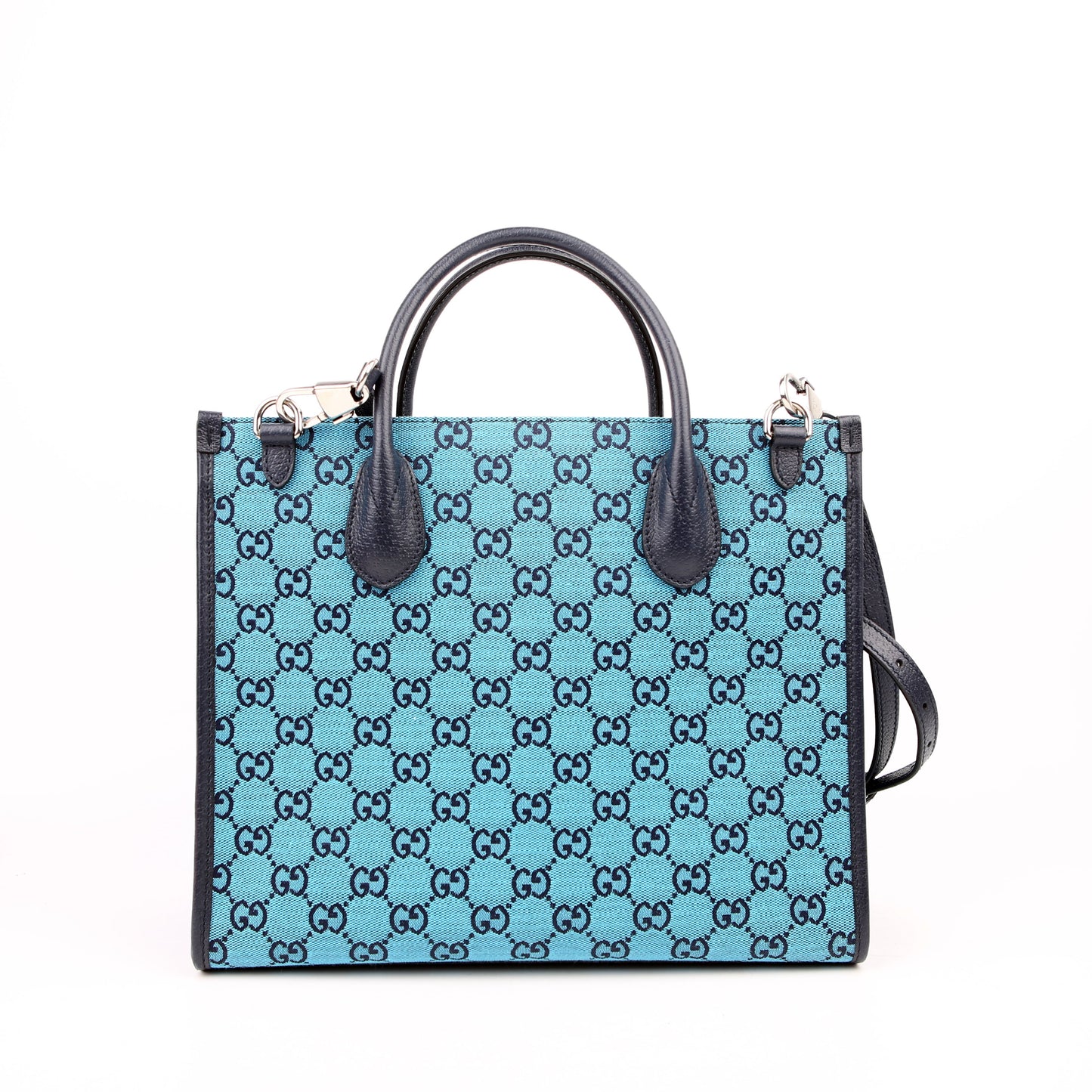 659983 GG Canvas Interlocking GG Small Tote Blue
