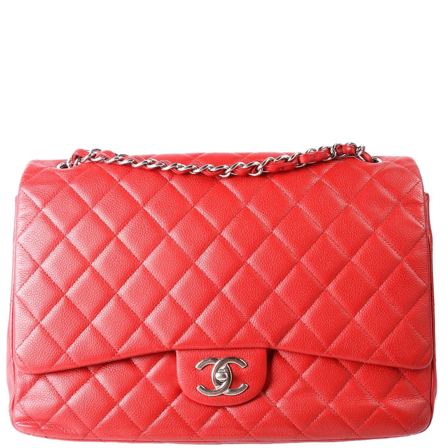 Classic Flap Max Caviar 18M Red