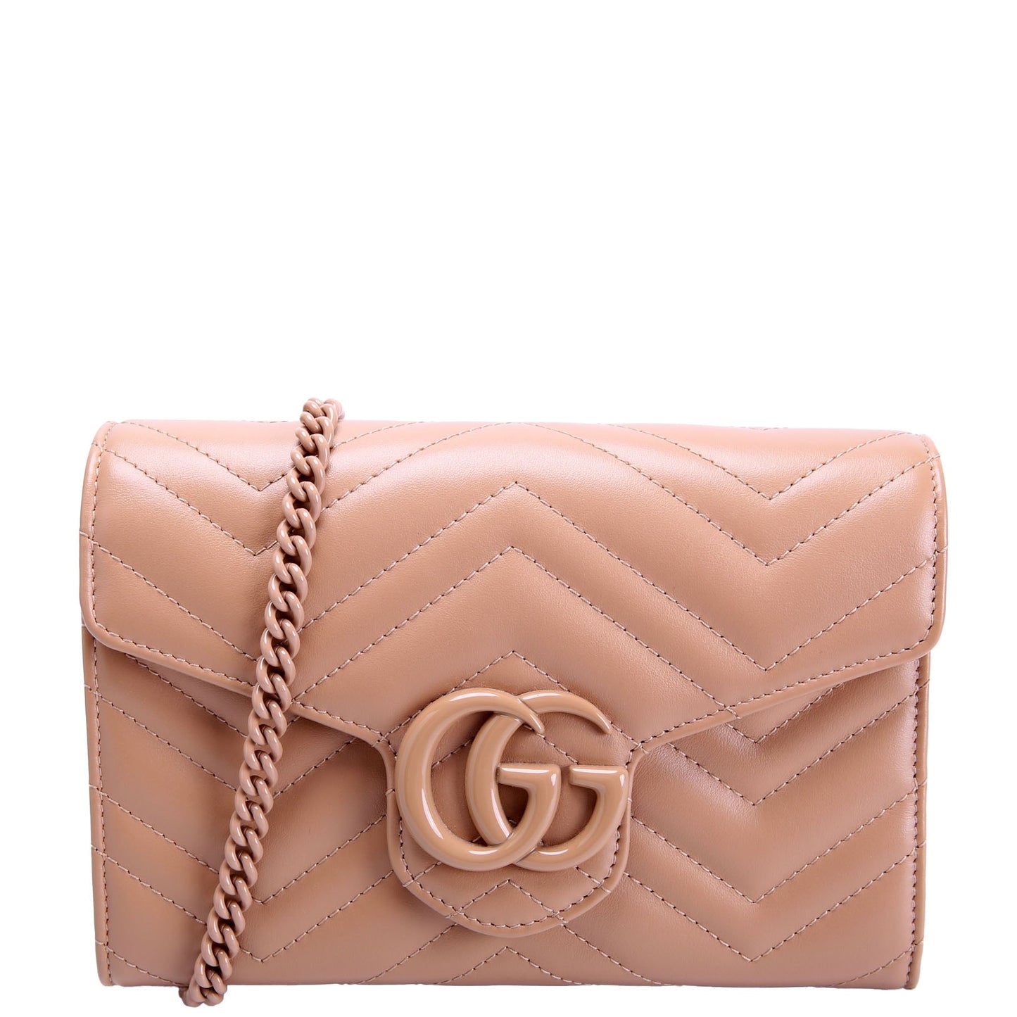 474575 Marmont Monochrome Chain Wallet Tan