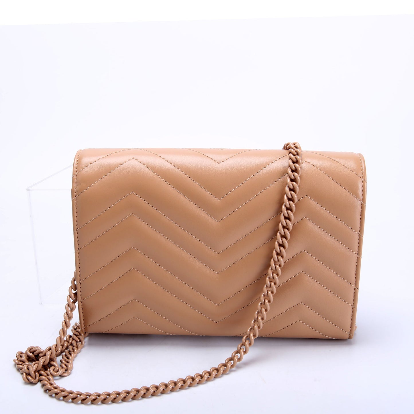 474575 Marmont Monochrome Chain Wallet Tan