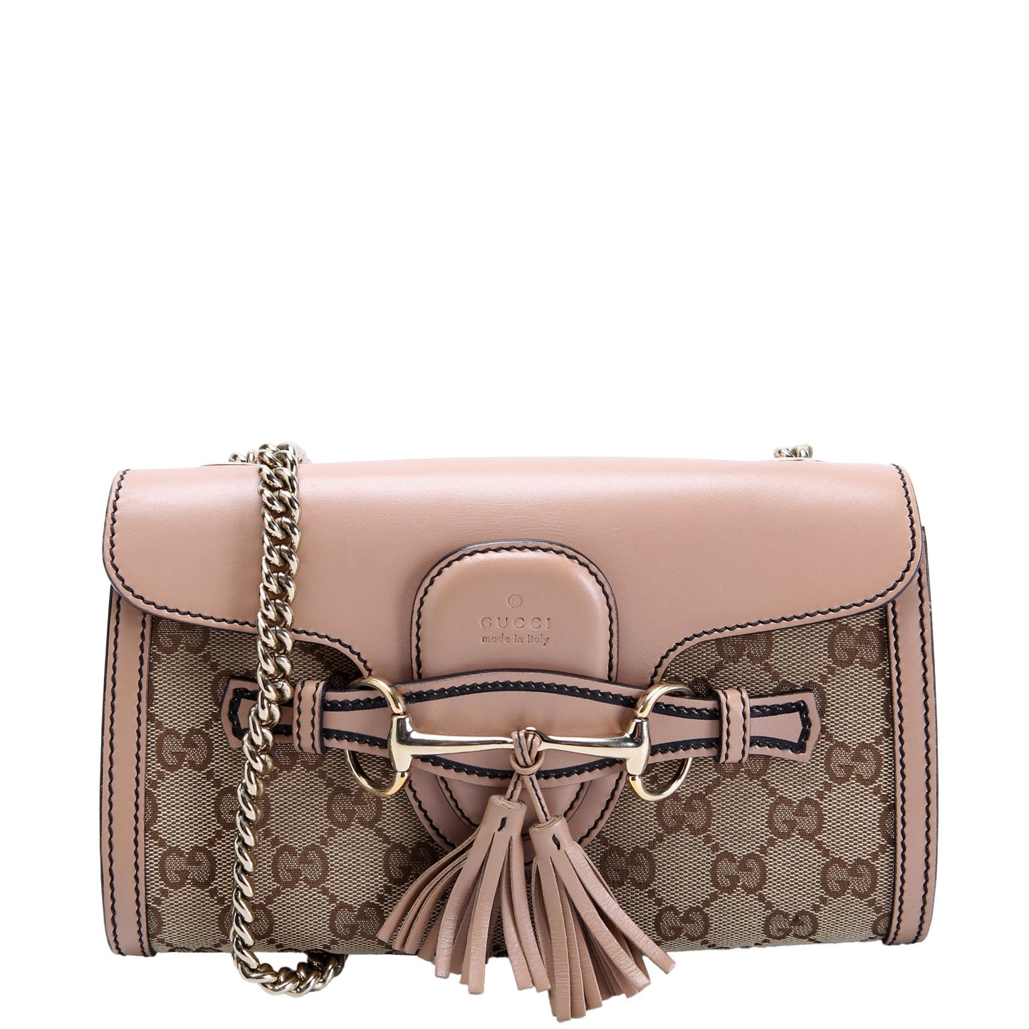 283063 Emily Chain Mini Canvas/Calfskin Tan