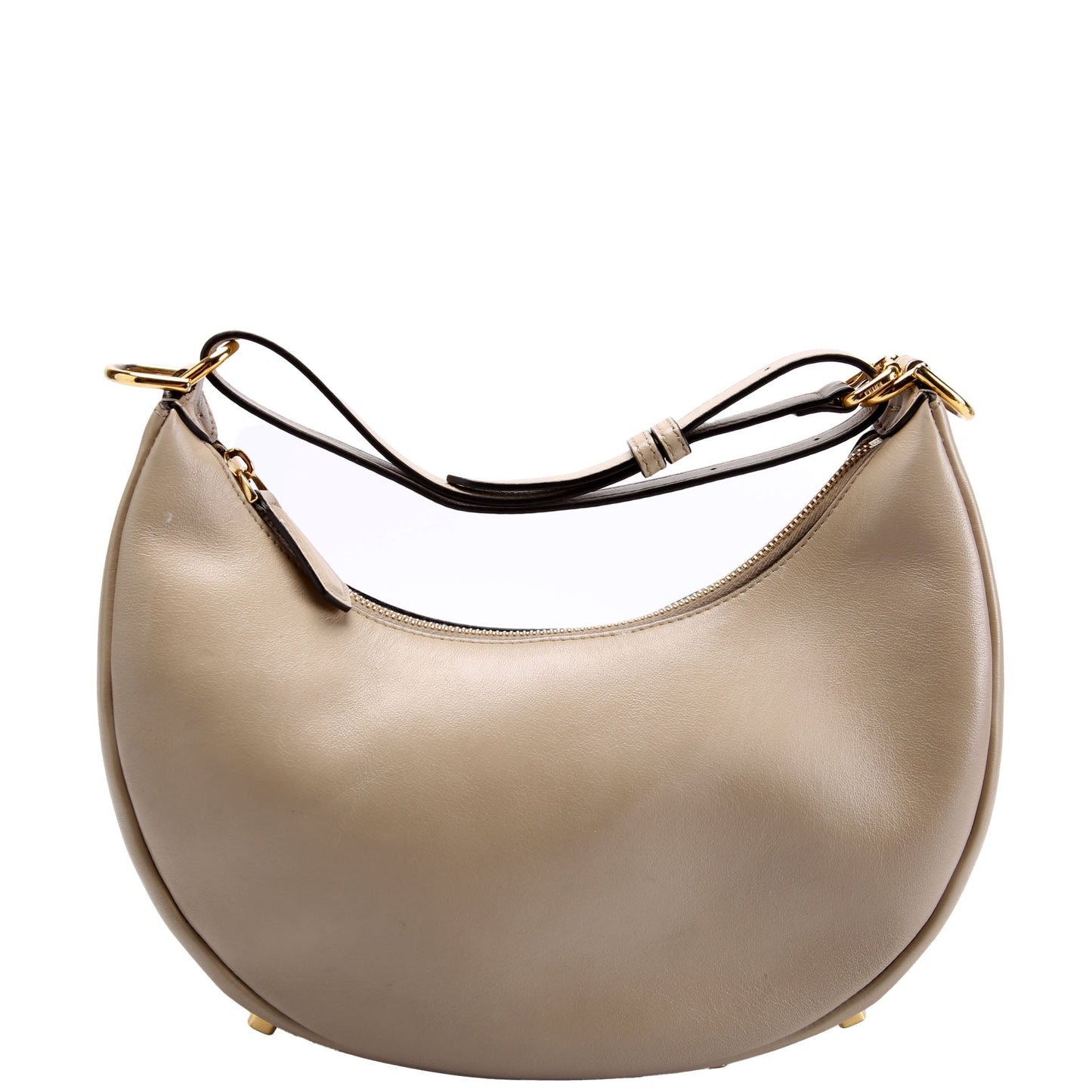 8BR798 Fendigraphy Small Leather Hobo Beige
