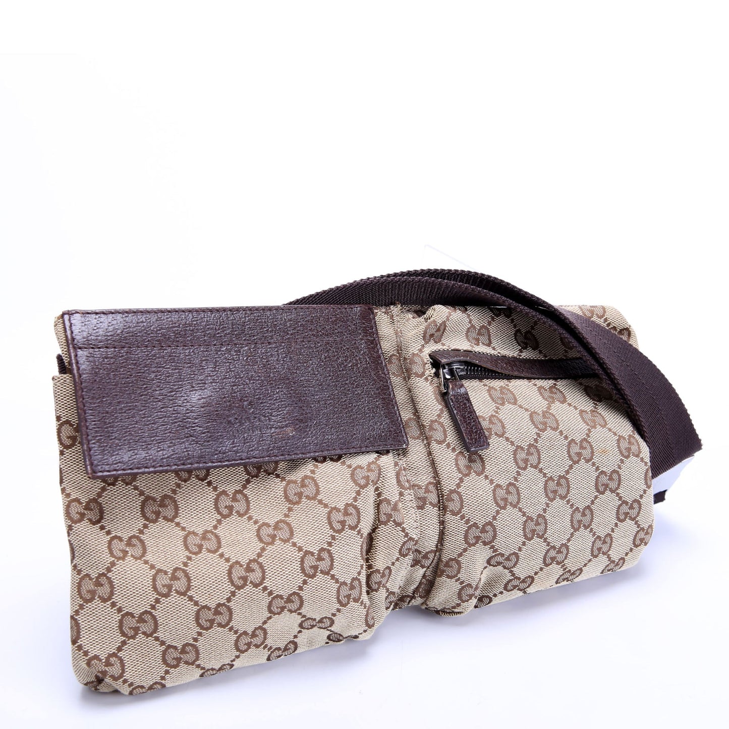 28566 GG Canvas Waist Bag Brown