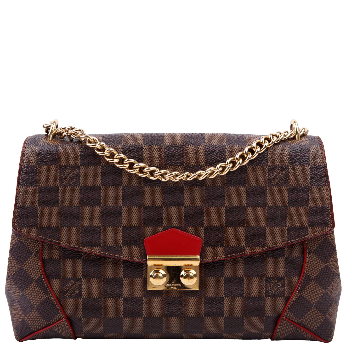 Caissa Chain Clutch Damier Ebene Red