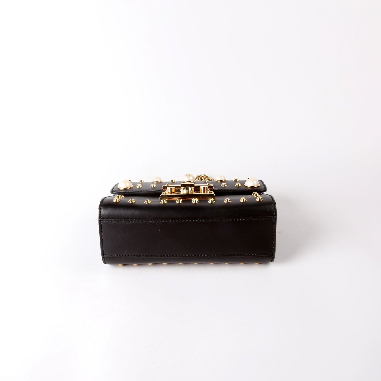 432182 Padlock Pearl Leather Small Black/Pearl