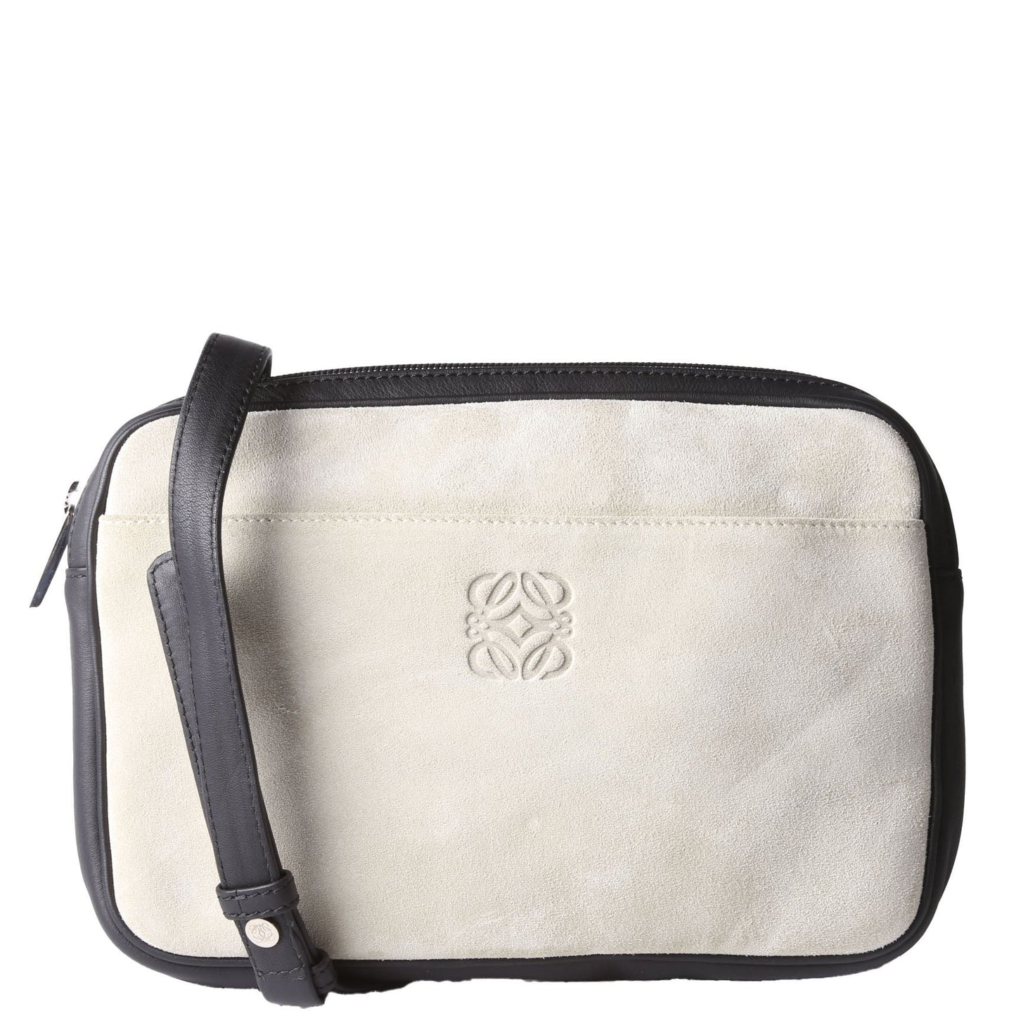 Anagram Suede Crossbody Beige/Black