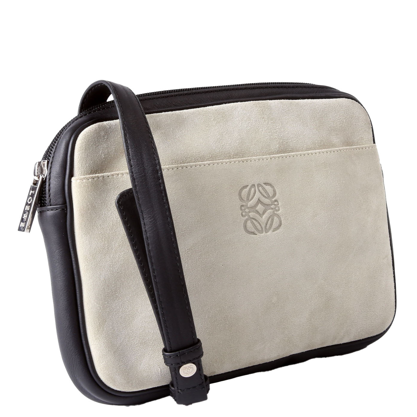 Anagram Suede Crossbody Beige/Black