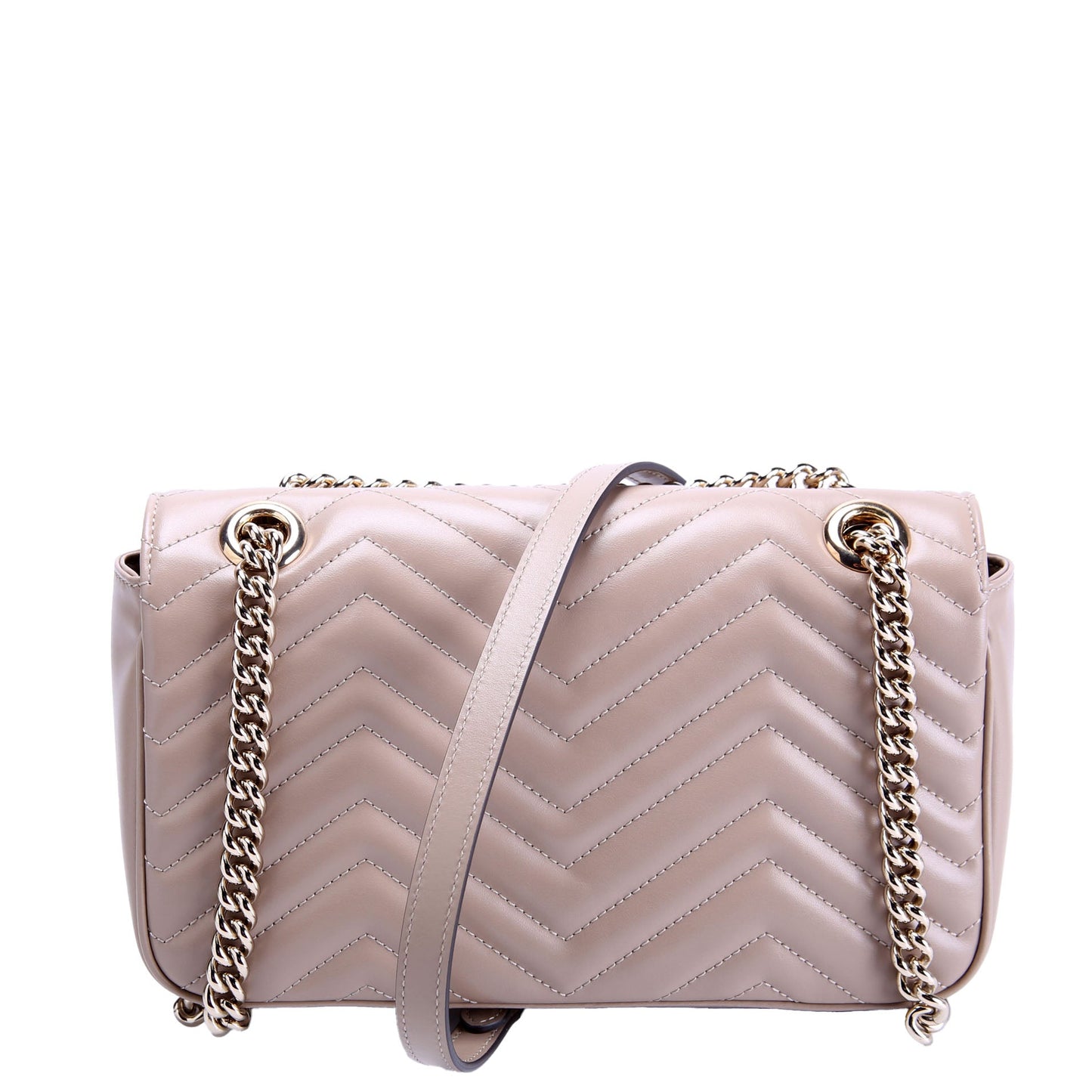 443497 Marmont Leather Shoulder Small Flap Taupe