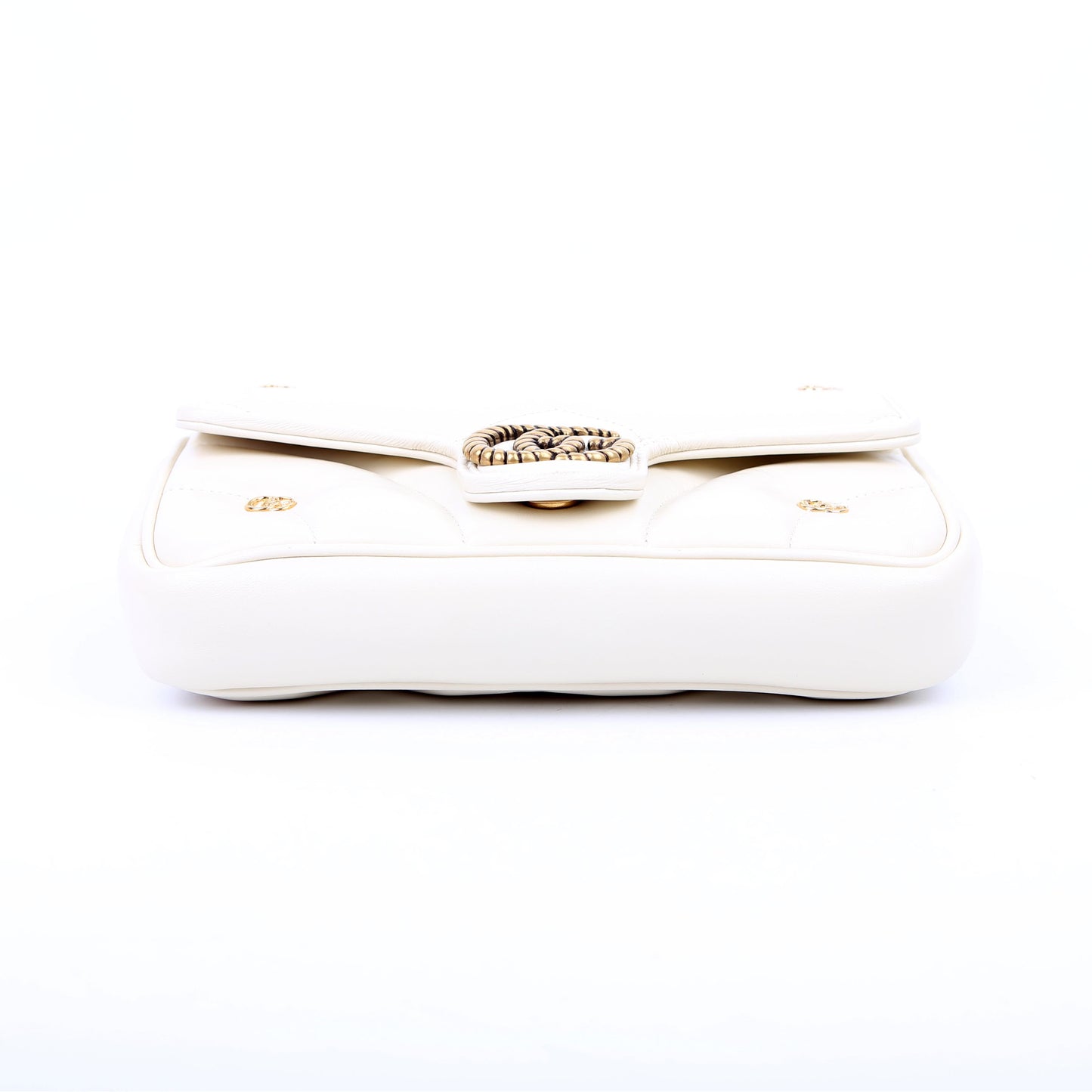 768293 Marmont GG Studded With Card Holder Deerskin Cream