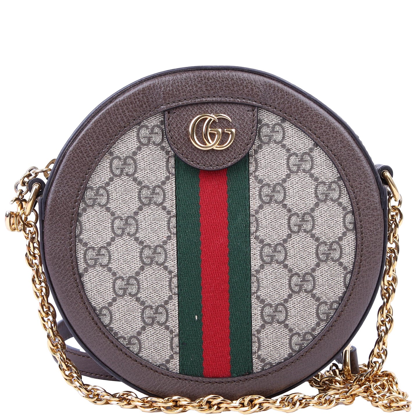 550618 Ophidia GG Supreme Round Small Crossbody Brown