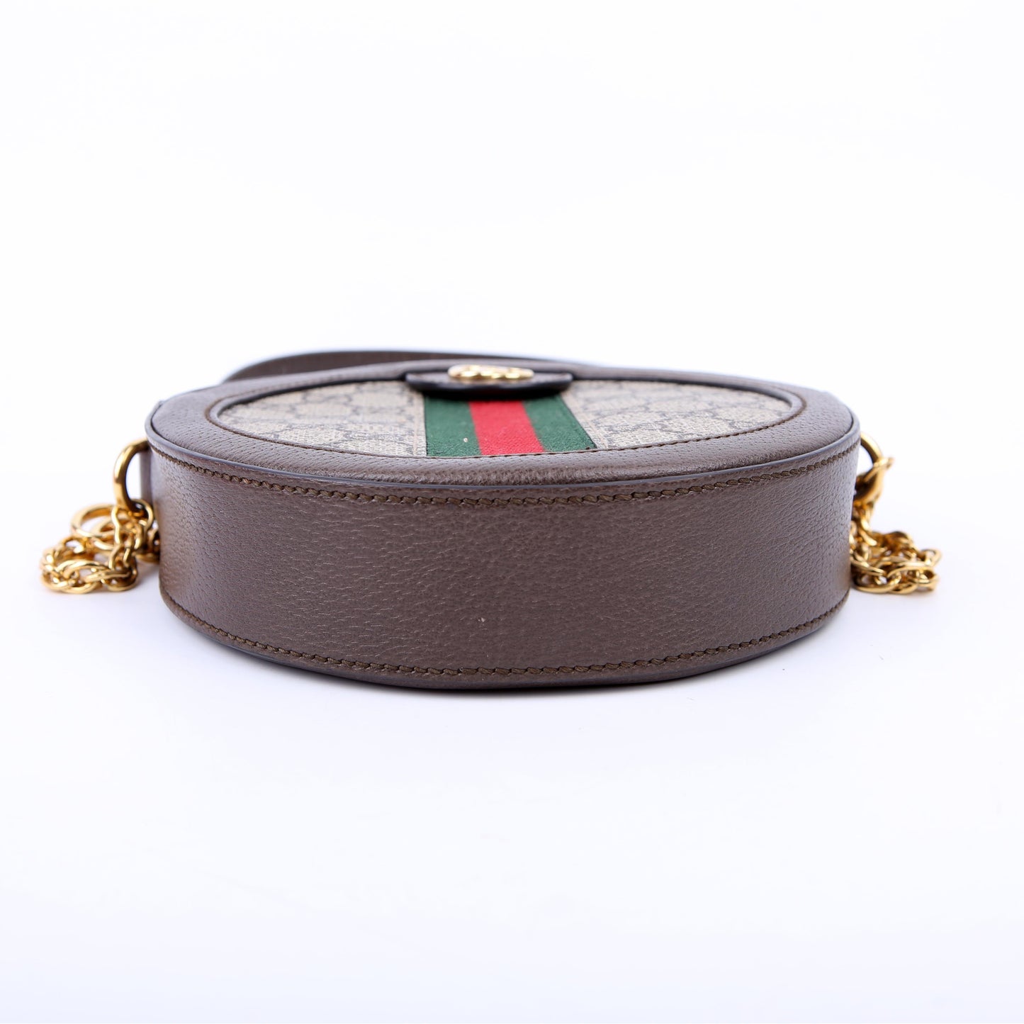 550618 Ophidia GG Supreme Round Small Crossbody Brown