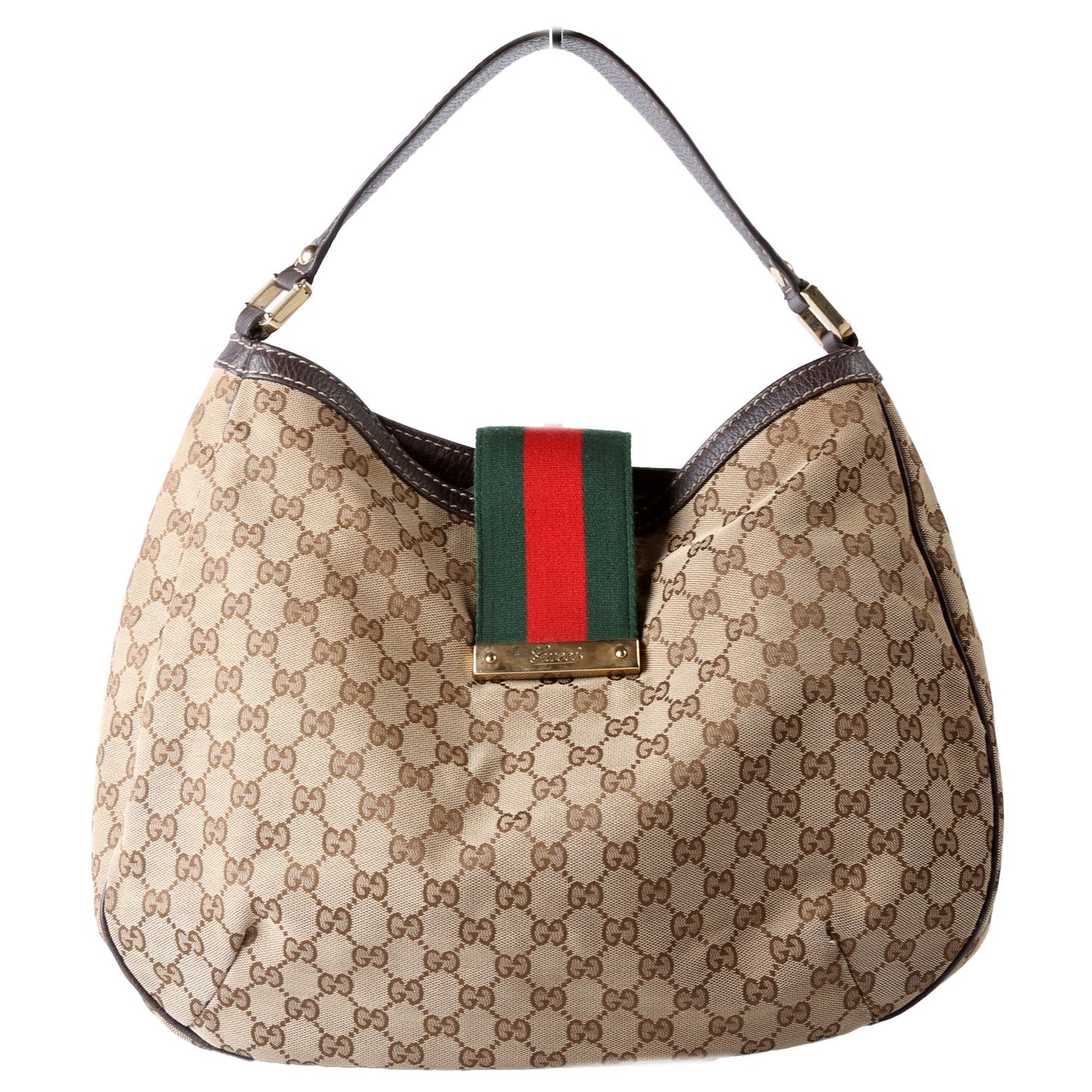364834 GG Canvas Web Hobo Large Beige/Brown/Red/Green