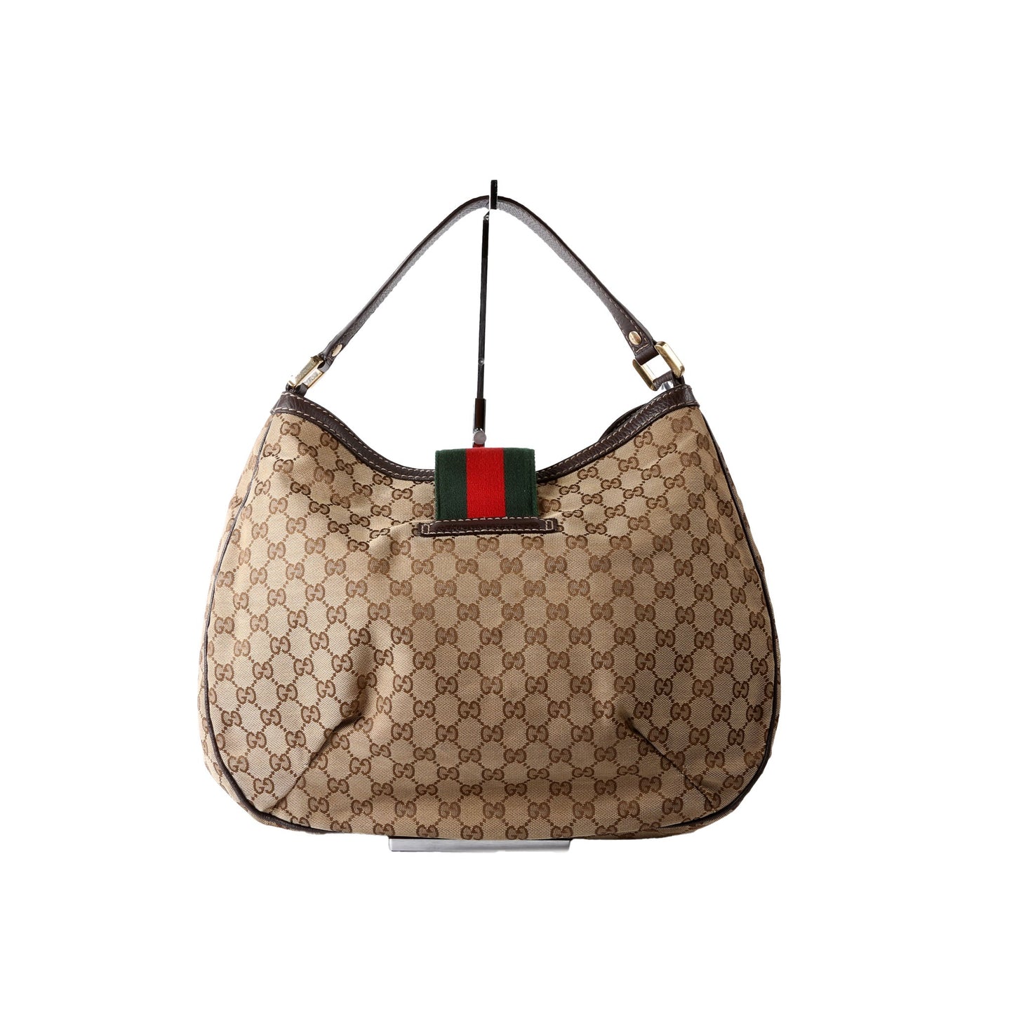 364834 GG Canvas Web Hobo Large Beige/Brown/Red/Green