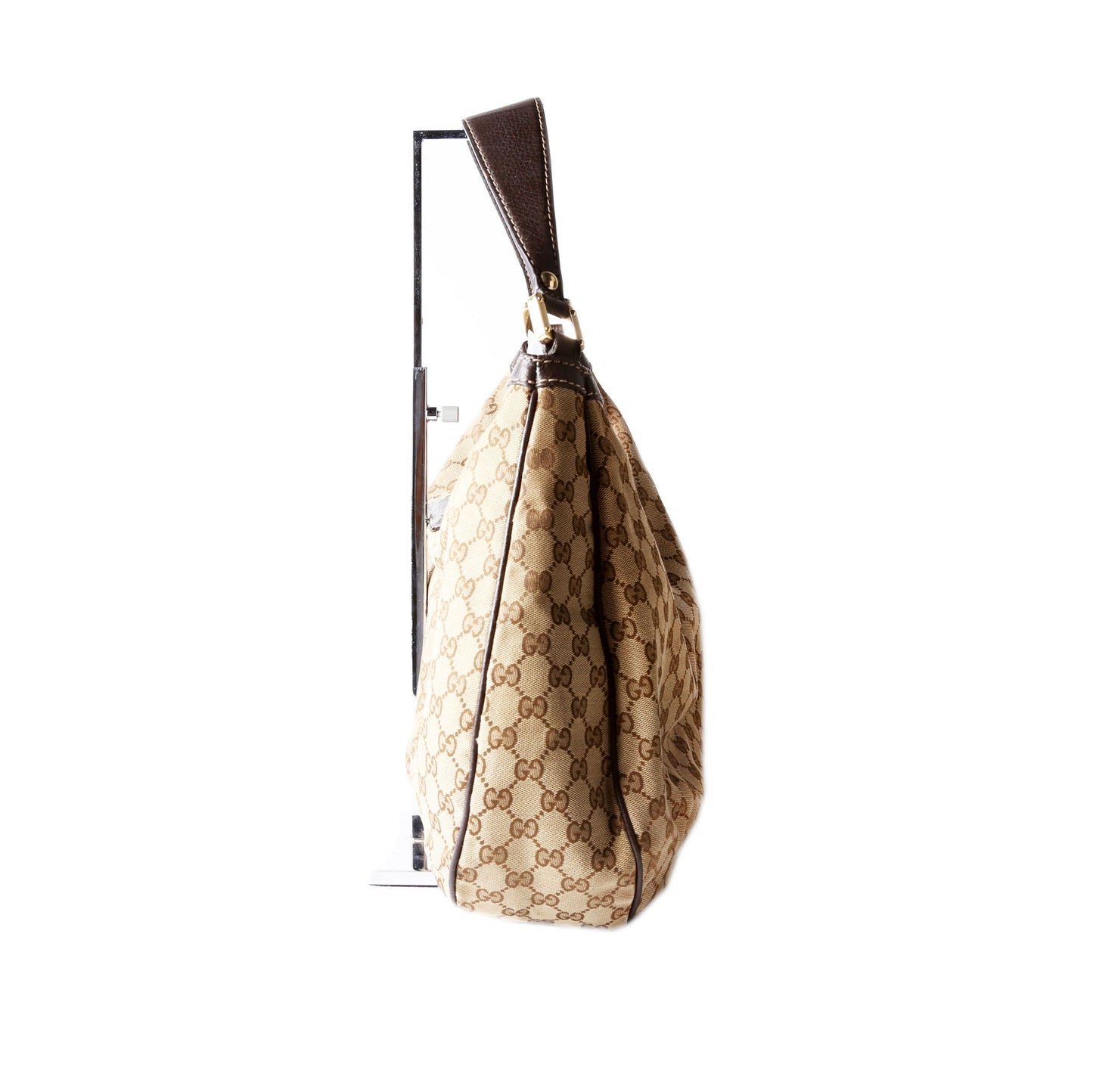364834 GG Canvas Web Hobo Large Beige/Brown/Red/Green