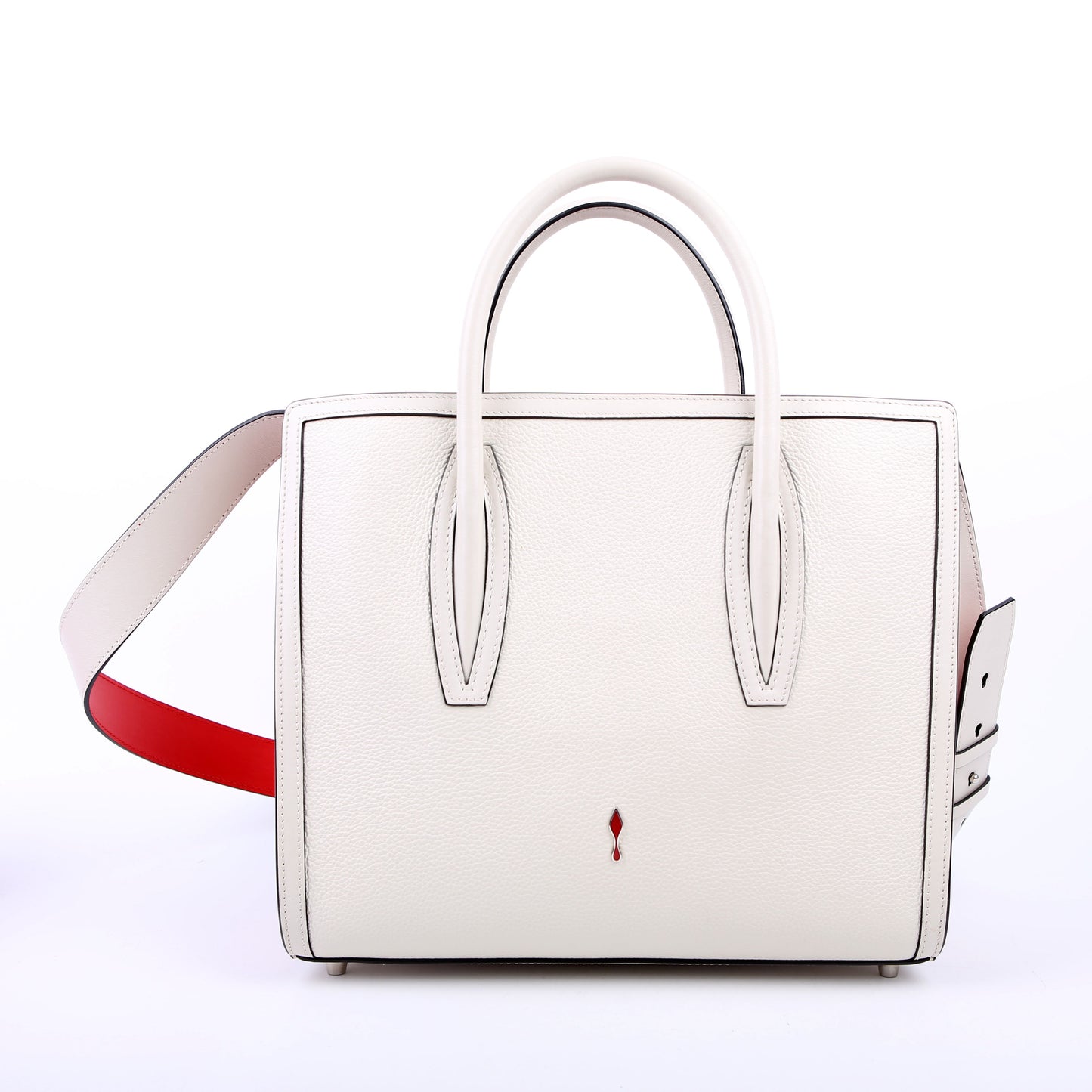 Paloma Medium Satchel Calfskin Spikes Loubinthesky White