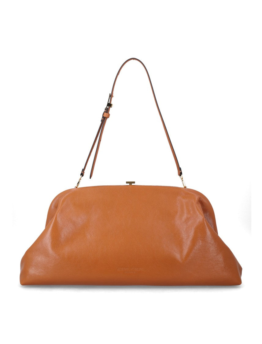 Alberta Ferretti Smooth Leather Shoulder Bag With Structured Silhouette And Gold-Tone Hardware