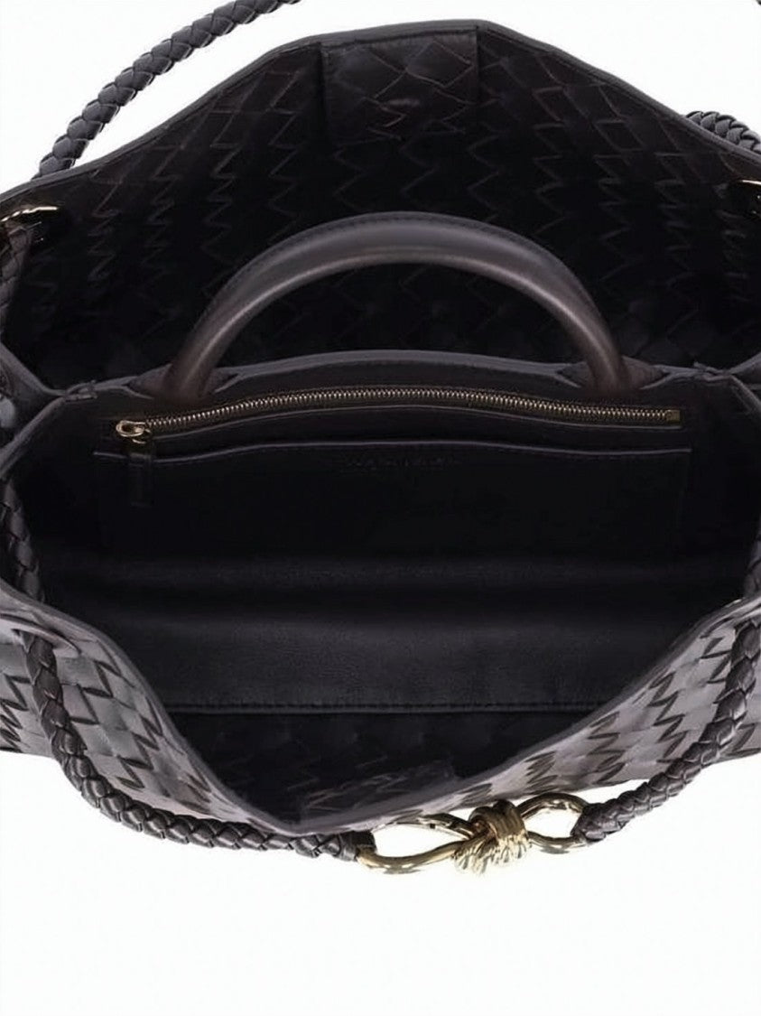 Bottega Veneta Woven Lambskin Shoulder Bag With Braided Drawstring Closure
