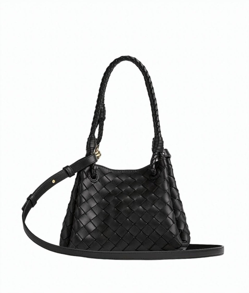 Bottega Veneta Intricate Woven Small Shoulder Bag With Braided Handle