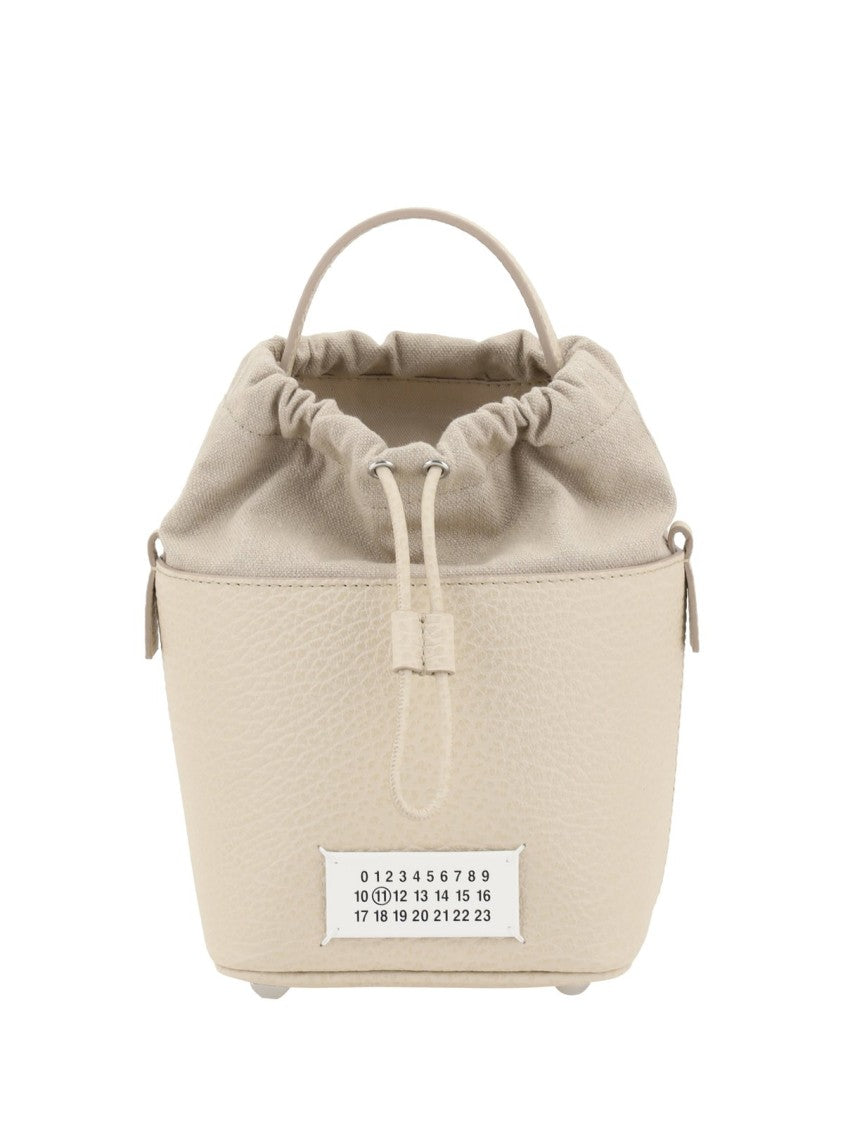 Maison Margiela Textured Calfskin Leather Tote Bag With Drawstring Closure