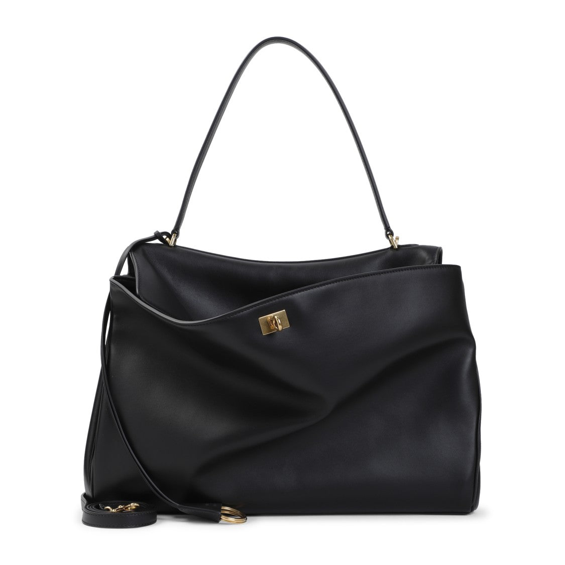 Balenciaga Black Calf Leather Handbag With Gold-Tone Accents
