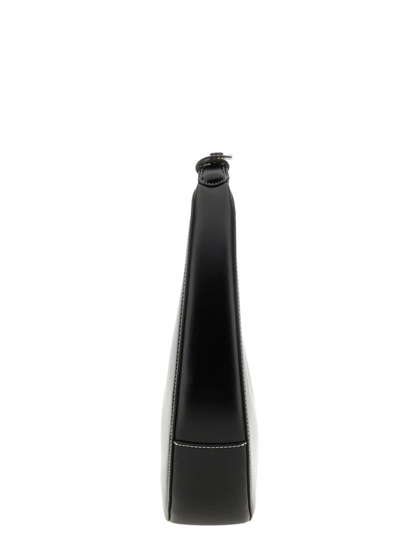 Staud Crescent-Shaped Black Leather Handbag