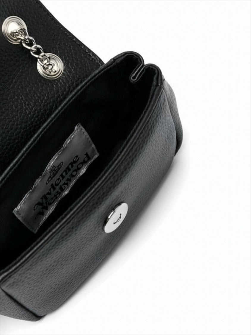 Vivienne Westwood Compact Textured Shoulder Bag With Metallic Emblem