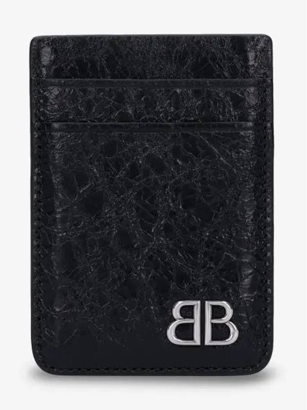 Luxury Balenciaga Trending 2025 Monaco Magnet Card Wallet Black