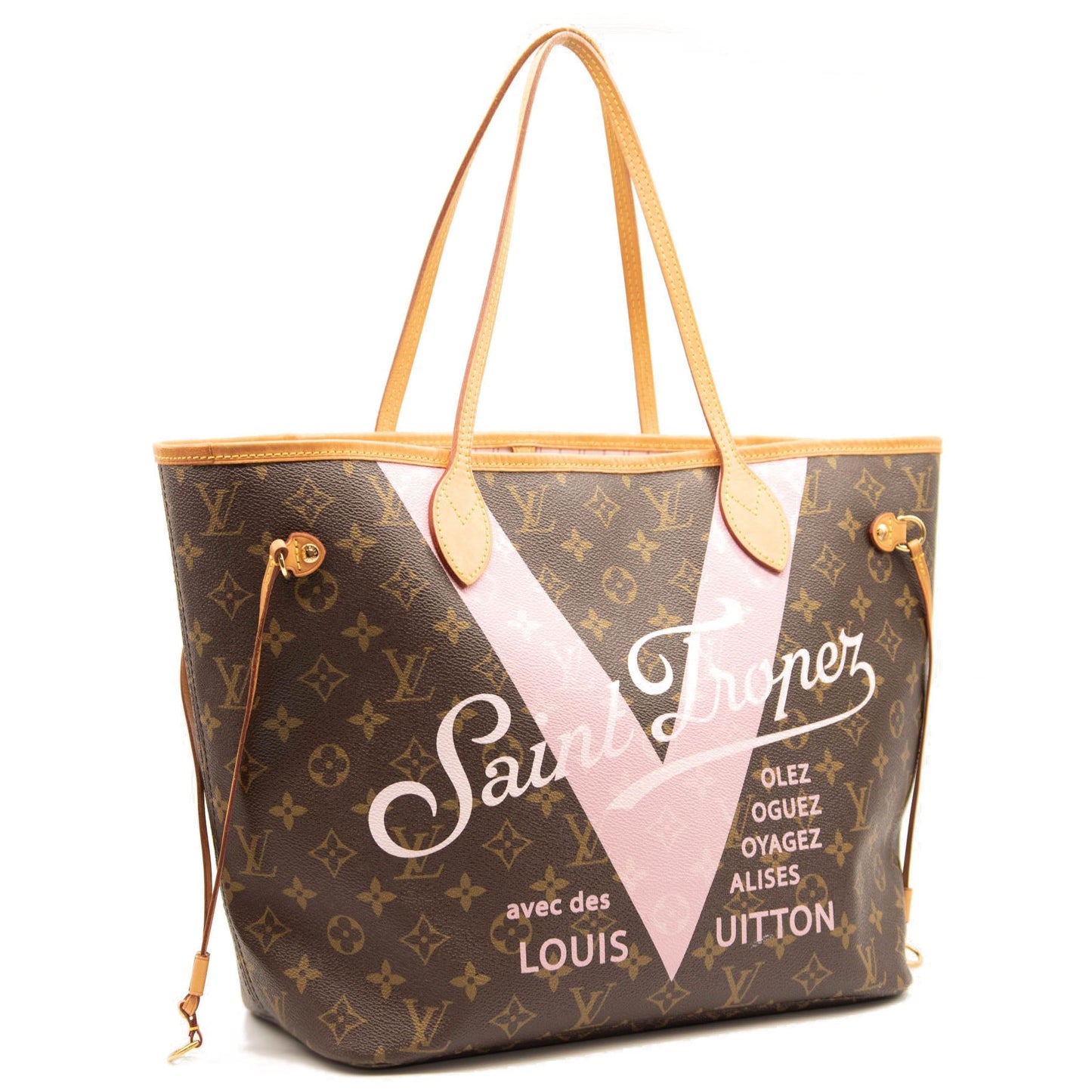 LOUIS VUITTON Monogram Saint Tropez V Neverfull MM in Rose Ballerine
