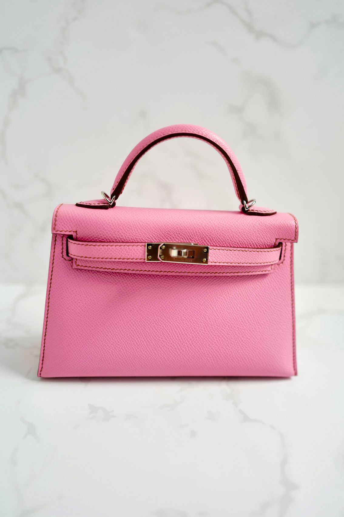 Hermès Kelly 20 5P Bubblegum Pink Epsom Leather Palladium Hardware