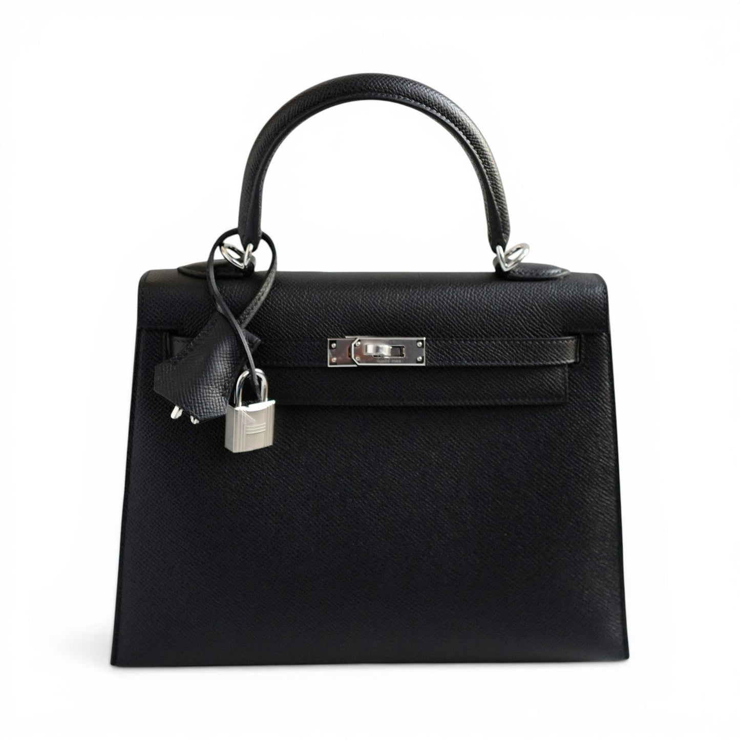 Hermès Kelly 25 Black Epsom Sellier Palladium Hardware K Stamp 2026