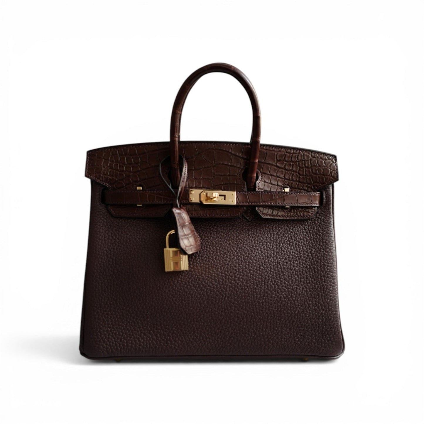 Hermes Birkin 25 Touch Rouge Sellier Togo/Matte Crocodile w/ Champagne Gold HW