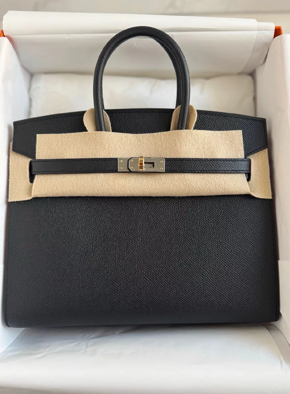 BNIB Hermes Birkin 25 Black Epsom Sellier Electrum HW W 2024 Original Receipt
