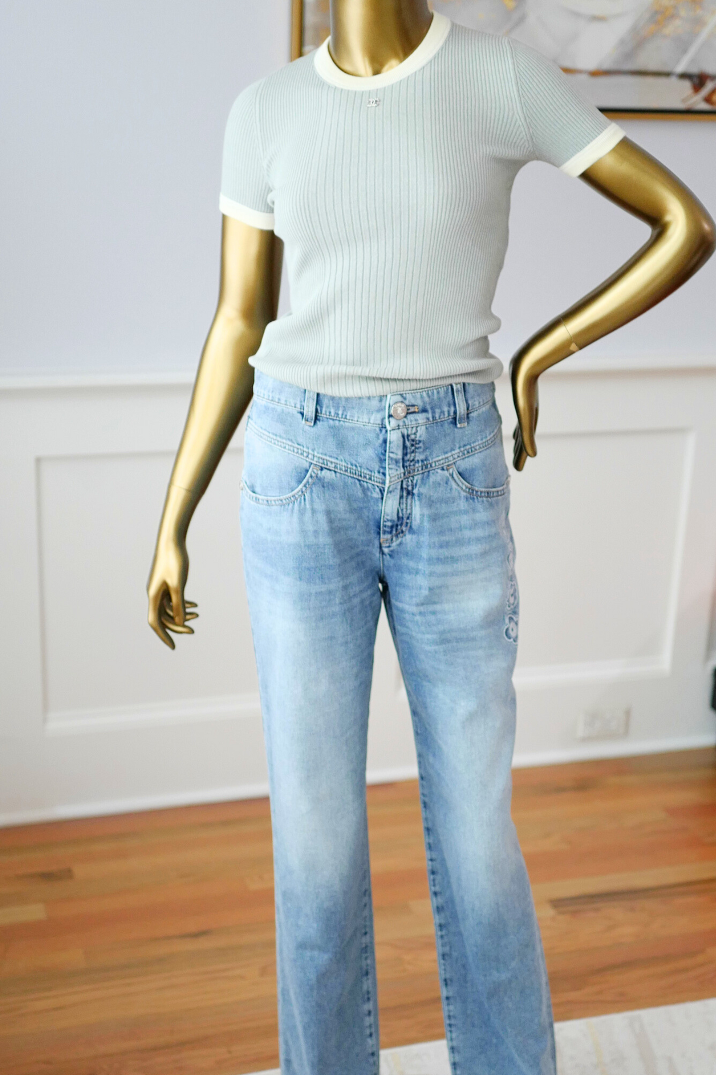 NEW Chanel Coco Beach 2025 Collection T-Shirt Grey  size 34