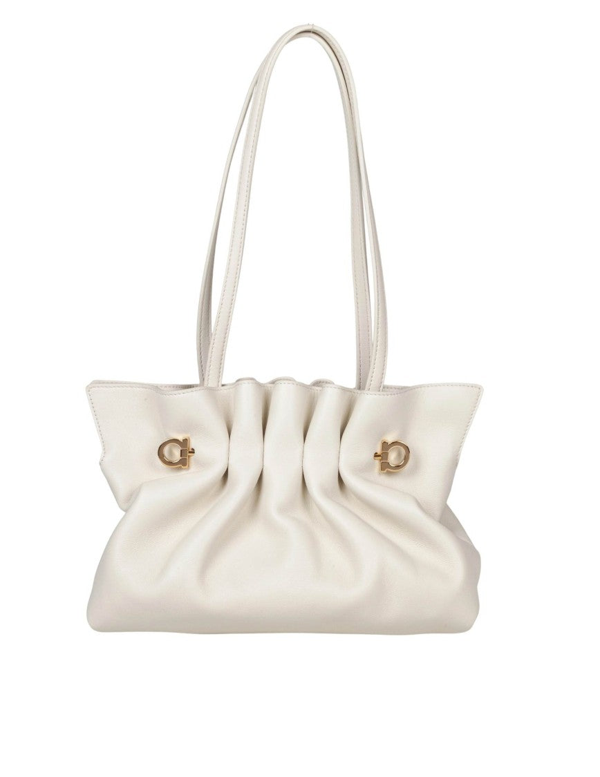 Salvatore Ferragamo Soft Bag S Shoulder Bag In Nappa, Mascarpone Color