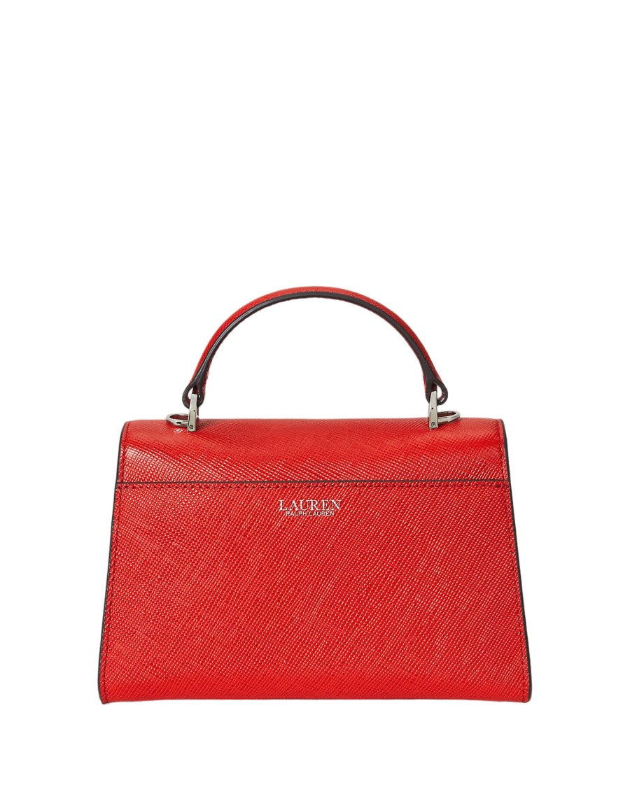 Lauren Ralph Lauren Textured Leather Satchel Bag In Bright Vermillion
