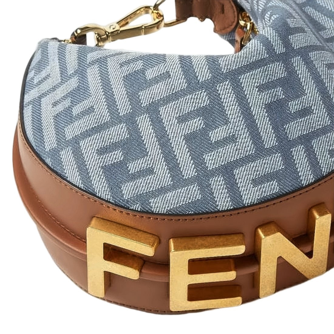 Fendi Crescent-Shaped Fendi Shoulder Bag With Geometric Motif