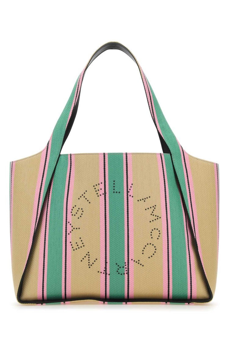 Stella Mccartney Embroidered Raffia Logo Shopping Bag