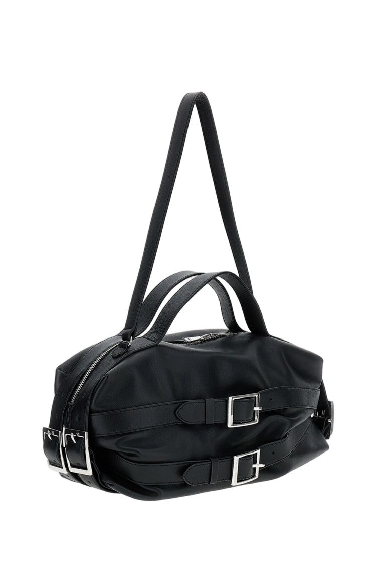 Simone Rocha Black Biker Leather Belt Bag