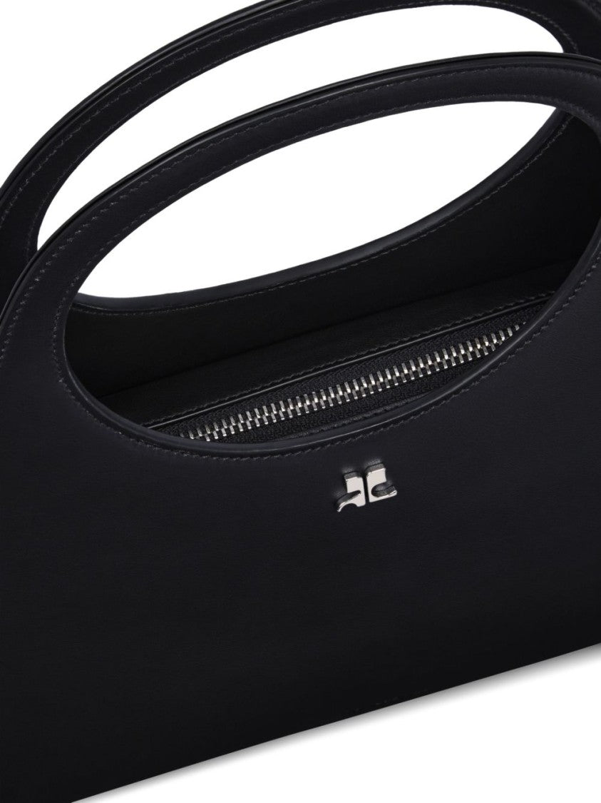 Courrèges Black Handbag With Concealed Zip And Versatile Strap