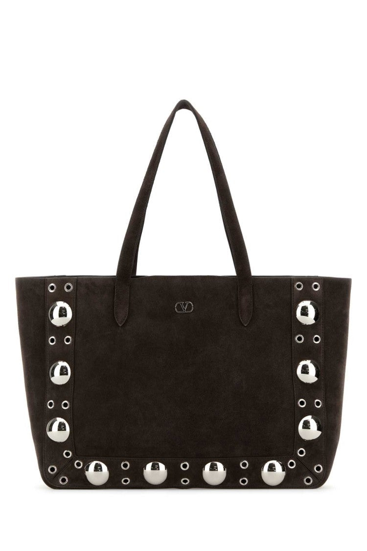 Valentino Garavani Brown Suede Nellcôte Shopping Bag