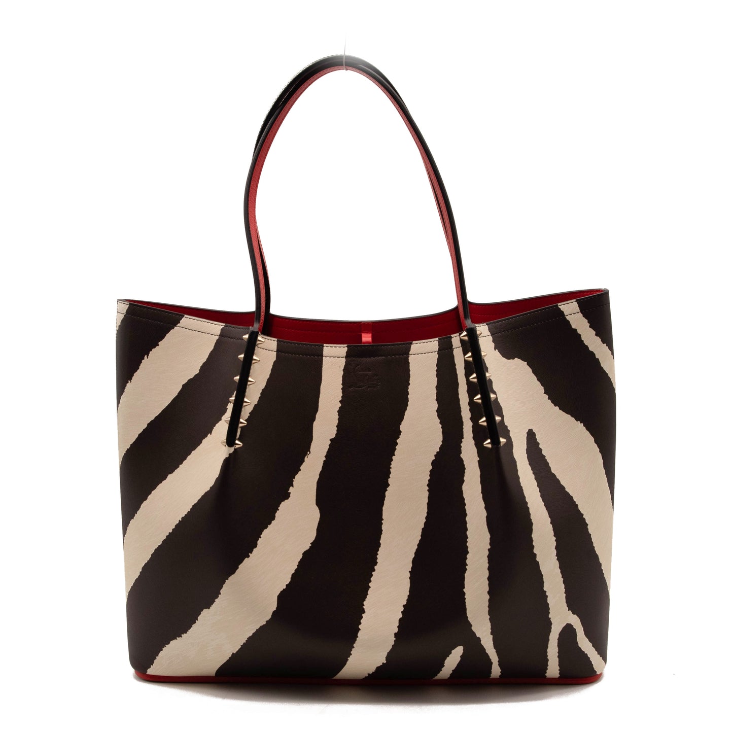 NEW Christian Louboutin Large Cabarock Zebra Stripe Tote in Dark Brown