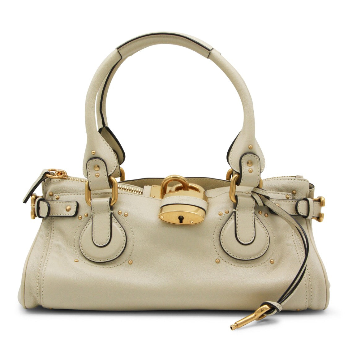 Chloé Light Beige Leather Paddington Top Handle Bag