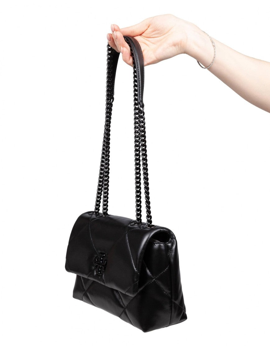 Tory Burch Black Kira Diamond Quilted Leateher Shoulder Bags
