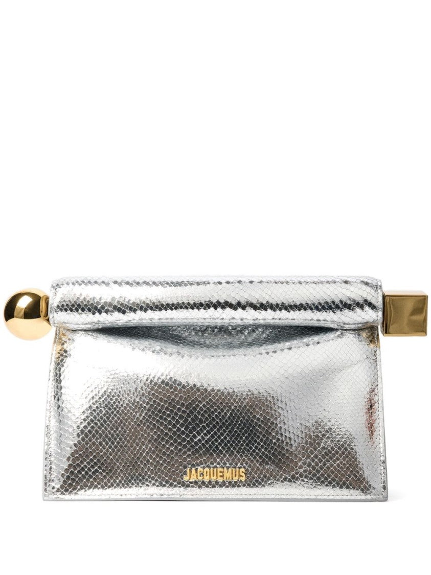 Jacquemus Rectangular Silver Lizard-Skin Effect Bag
