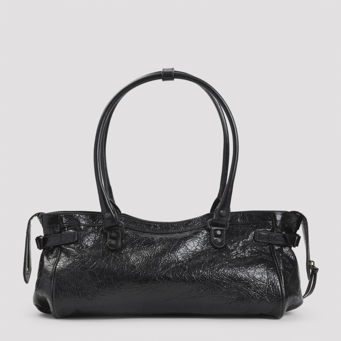 Balenciaga Textured Black Leather Shoulder Bag