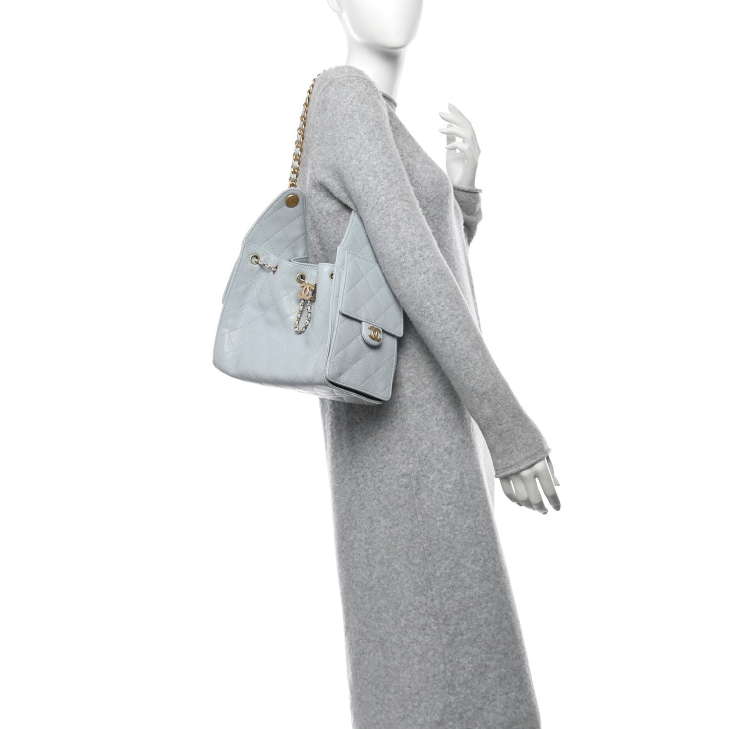 Caviar Quilted Small Chanel 25 Handbag Light Blue